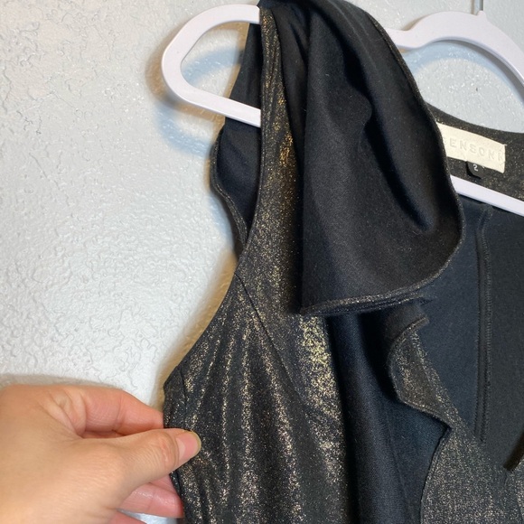 Bensoni Dress Gold Metalic Ruffle Detail Sz 2 - Picture 7 of 8